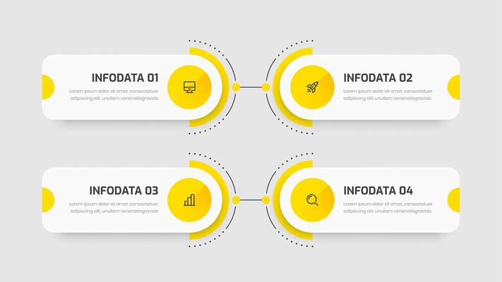 Infographic Template with Yellow Color Circle Label 4 Option and Icon