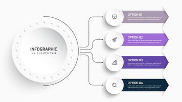 Infographic Design Presentation Business Template with Circle Label 4 Option and Icon vector