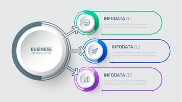 Infographic Label Design Template with Circle Label 3 Options and Icon for Presentation vector