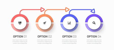 Timeline Infographic Business with Circle Label, Arrows, Icon and 4 Options for Presentation vector