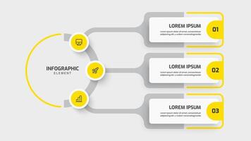 Business Central Circle Infographic Template with Yellow Color Circle Label 3 Option and Icon for Presentation vector