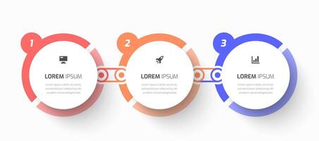Timeline Infographic Business with Circle Label, Line, Icon and 3 Numbers for Presentation vector
