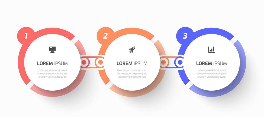 Timeline Infographic Business with Circle Label, Line, Icon and 3 Numbers for Presentation