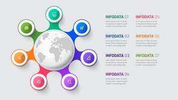 Infographic with World Map and Five Different Icons for Presentation vector