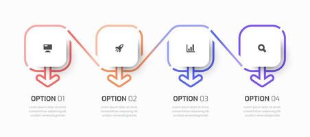Timeline Infographic Business with Square Label, Lines, Icon and 4 Option for Presentation vector