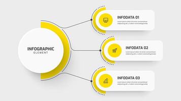 Business Central Circle Infographic Template with Yellow Color, Circle Label, Line, Three Option and Icon vector