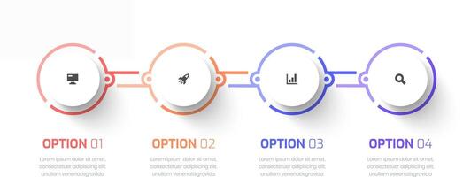 Timeline Infographic Business with Circle Label, Line, Icon and 4 Options for Presentation vector