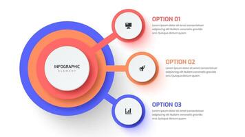 Flowchart Infographic with 3 Circle Label Connected to Main Circle, Suitable for Workflow, Presentation, Diagram, Chart vector