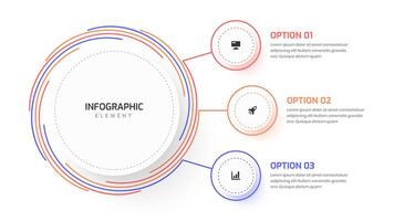 Flowchart Infographic Thin Line with 3 Circle Label Connected to Main Circle, Suitable for Workflow, Presentation, Diagram, Chart vector