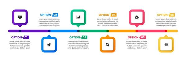 Timeline Infographic Element Design Templates with Icons and 6 Options. Suitable for Process Diagram, Presentations, Workflow Layout, Banner, Infographic vector