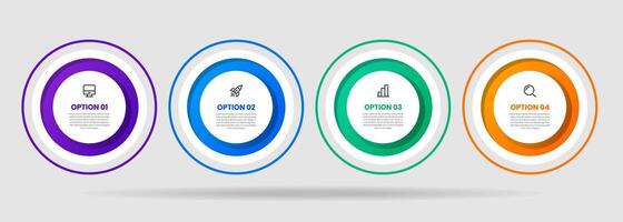 Circle Infographic Element Design Templates with Icons, Line and 4 Options. Suitable for Process Diagram, Presentations, Workflow Layout, Banner, Flow Chart, Infographic vector