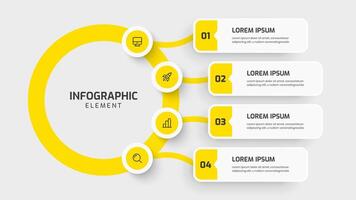 Business Central Circle Infographic Template with Yellow Color Circle Label Line 4 Number for Presentation vector