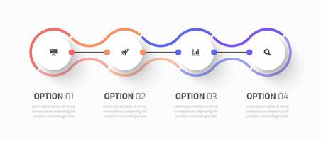 Timeline Infographic Business with Circle Label, Line, Icon and Four Options for Presentation vector