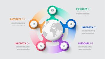 Infographic Label Design Template with Circle Label 5 Options and Icon for Presentation vector