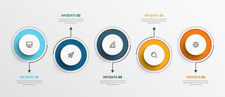 Business Infographic Template Presentation Design with Circle Label Arrow Icon and 5 Option vector