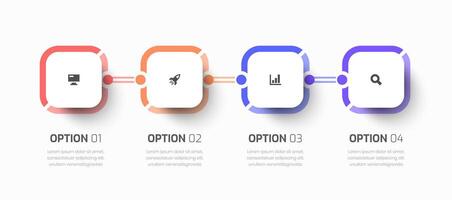 Timeline Infographic Business with Square Label, Line, Icon and 4 Options for Presentation vector