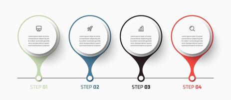 Business Infographic Template with Circle Label 4 Steps and Icon Can be Used for Presentation vector