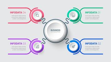 Infographic Label Design Template with Circle Label 4 Options and Icon for Presentation vector