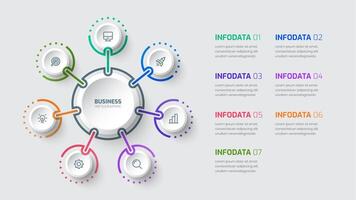 Infographic Label Design Template with Circle Label 7 Options and Icon for Presentation vector