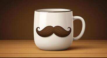 A stylish mug with a dashing mustache design, perfect for a Father's Day gift or for any man who appreciates a bit of quirky style. photo