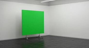 Green Screen Studio Setup. A clean, minimalist backdrop for digital compositing and production. photo