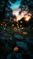 Floral night scene with soft bokeh photo