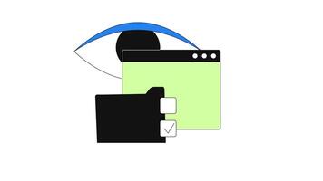 rede conteúdo e comunicação supervisão 2d onboarding ui animação. tarefa gerenciamento. o negócio supervisão. digital auditar monitoramento animado desenho animado plano conceito metáfora 4k isolado em branco video