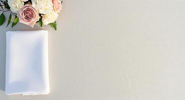 Elegant Table Setting with Delicate Roses photo