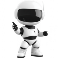 Futuristic friendly robot illustration, artificial intelligence concept with a gleaming white finish and engaging expression png