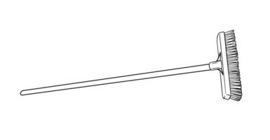 Line illustration of a long-handled floor brush. Ideal for sweeping large areas like patios, floors, or driveways. Suitable for cleaning visuals and icons. vector