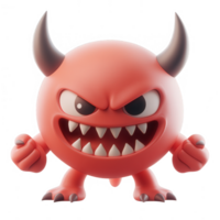 Cartoonish depiction of an angry devil character with horns and sharp teeth png
