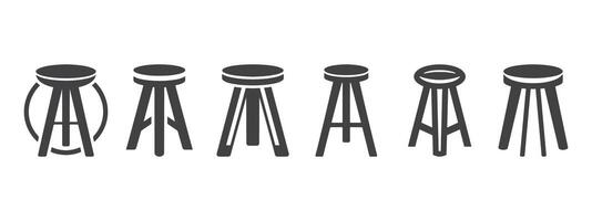 Professional Three Legged Stool Icons Silhouette Illustration vector
