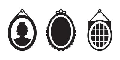 Silhouette of empty oval photo frames vector