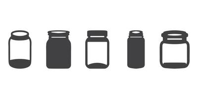 Glass Empty Jar Icons Silhouette Set vector