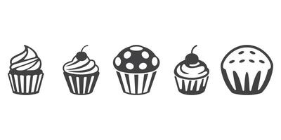 Cupcake Icons Silhouette Illustration vector