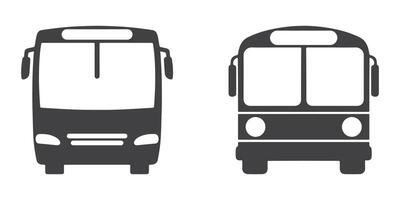 Professional Bus Front View Icons Silhouette Illustration vector