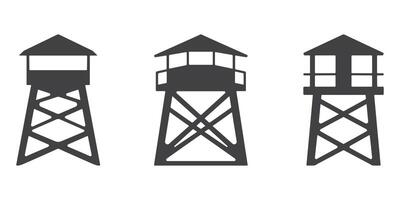 Observation Tower Icons Silhouette Set vector