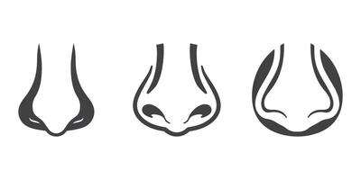 Human Nose Icons Silhouette Set vector