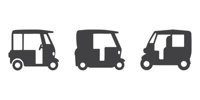 Auto Rickshaw Icons Silhouette Set vector