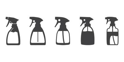Cleaning Spray Bottle Icons Silhouette Set vector