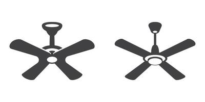 Ceiling Fan Icons Silhouette Set vector