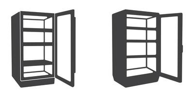 Empty Refrigerator Icons Silhouette Set vector