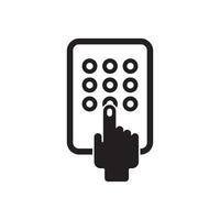 Pin code input panel silhouette vector