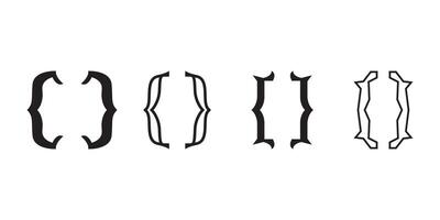 Silhouette of multiple bracket icons in minimal graphic design set vector