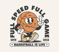 Funny retro basketball cartoon character vector
