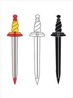 Stylized Swords. Fantasy Cartoon stabbing and cutting weapons for game design projects vector