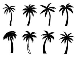 Black Palm Trees Set Isolated On White Background. Palm Silhouettes. vector