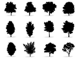 Set of flat simple silhouette trees. vector