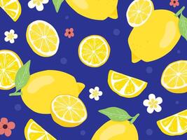 Yellow Lemon icon and flowers pattern. Illustration Elements of Hand Drawn Lettering of Hello Summer with Sun. doodle handwritten brush design. vector