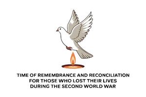 concept illustration of time of remembrance and reconciliation for those who lost their lives during the second world war vector